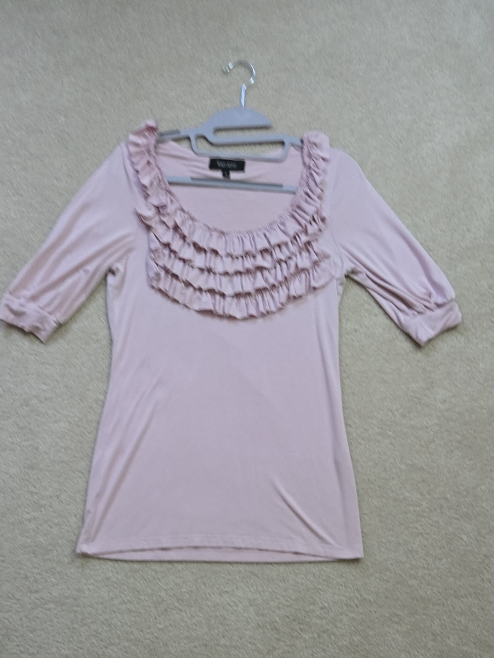 Karen Kane Pale Pink Ruffle Scoop Neck Tunic